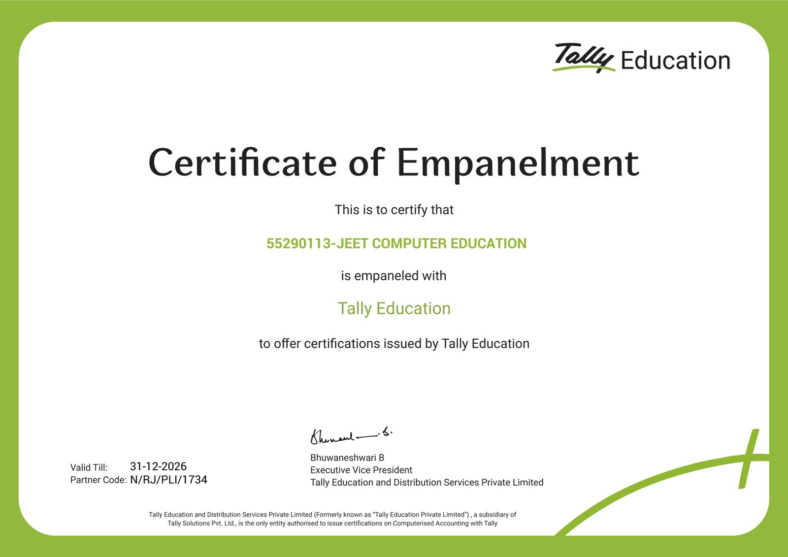 Tally Education Partner